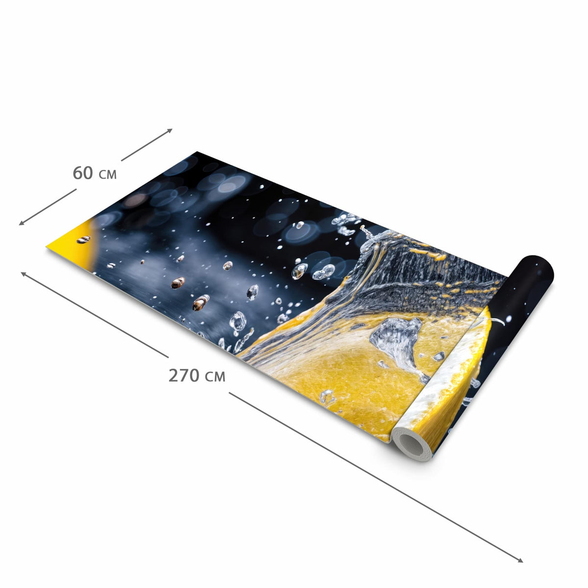 Schmutzabweisender waschbarer Küchenteppich mit Motiv Zitronenspritzer in der Grösse 60x150 cm