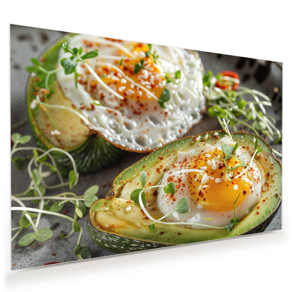 Wandbild mit dem Motiv Ei in Avocadohälften