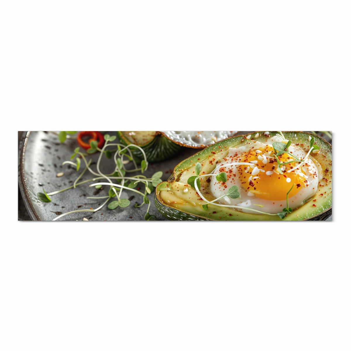 Rutschfester langer Teppich für Flur mit Motiv Avocado Frühstück in Frontansicht