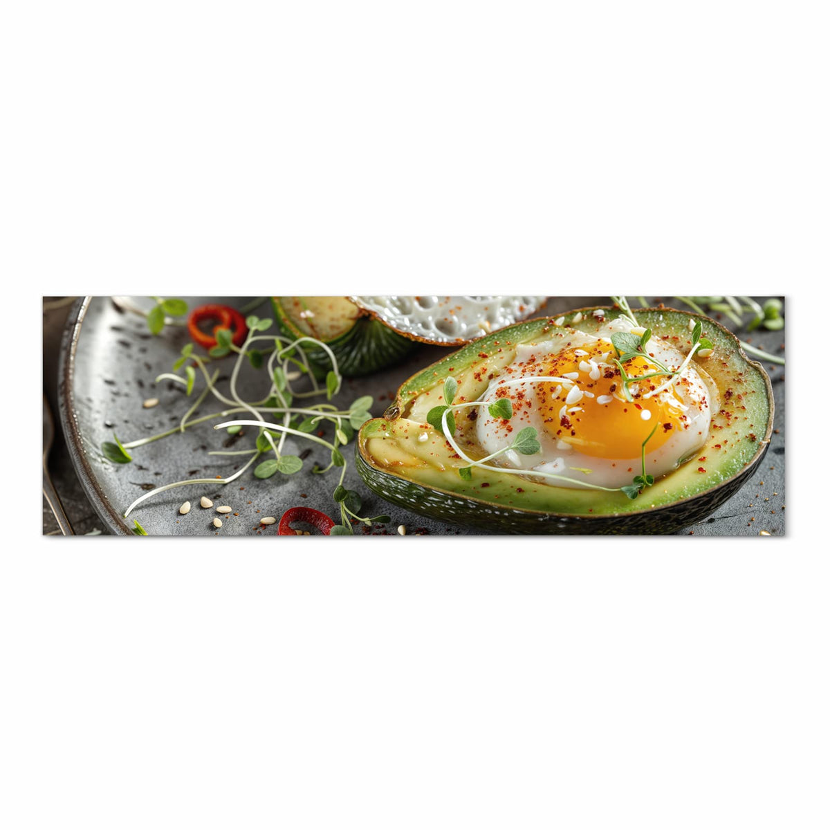 Langlebiger waschbarer Küchenläufer mit Motiv Avocado Frühstück in Frontansicht
