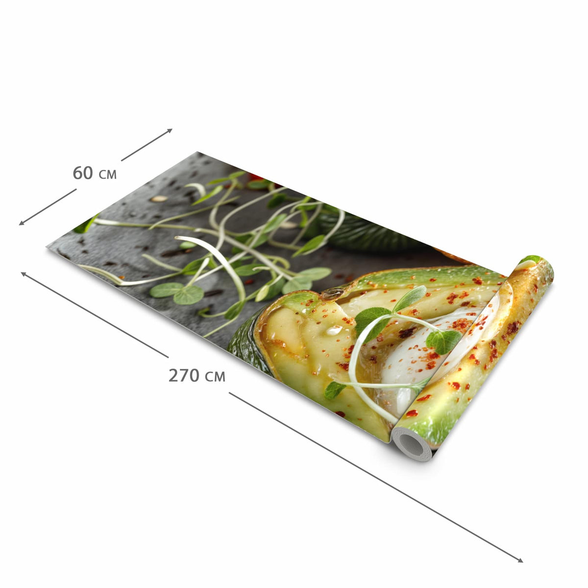 Langlebiger Küchenläufer mit Motiv Avocado Frühstück in der Grösse 60x150 cm