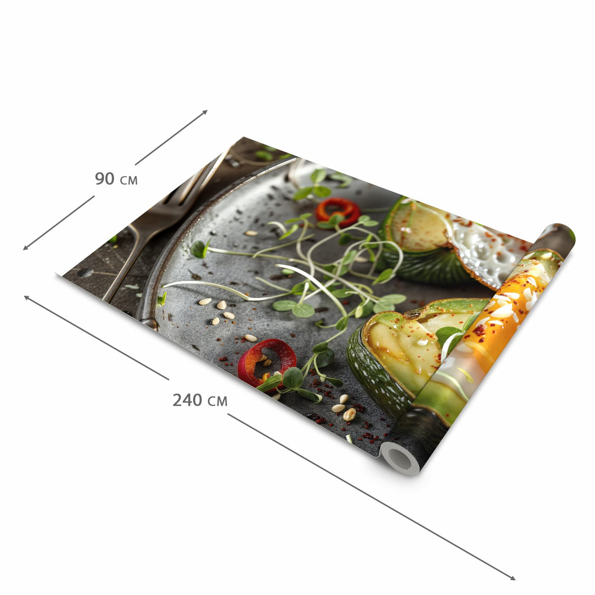 Strapazierfähiger waschbarer Küchenläufer mit Motiv Avocado Frühstück in der Grösse 60x150 cm