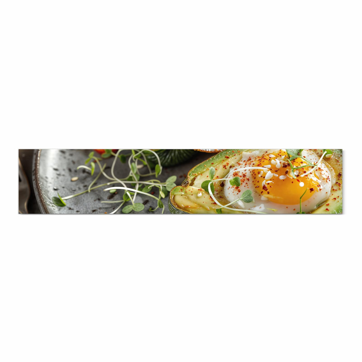 Strapazierfähiger Teppichläufer für die Küche mit Motiv Avocado Frühstück in Frontansicht