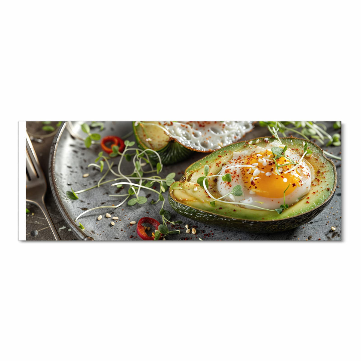 Bodenschonender rutschfester Läufer mit Motiv Avocado Frühstück in Frontansicht