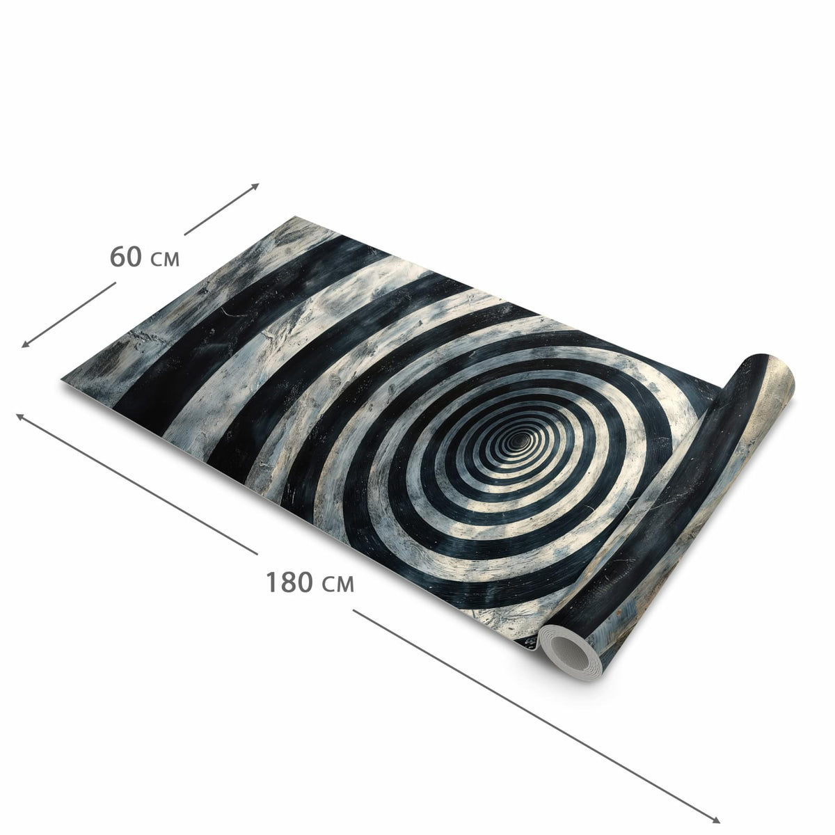 Langlebiger waschbarer Küchenteppich mit Motiv Hypnotische Spirale in der Größe 60x120 cm