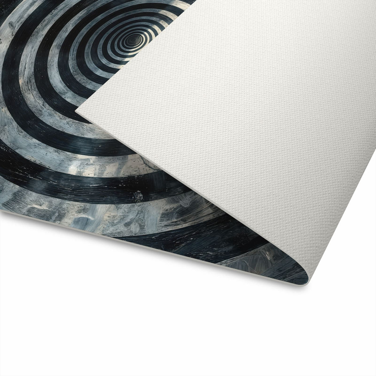 Langlebiger Küchenteppich mit Motiv Hypnotische Spirale in moderner Küche