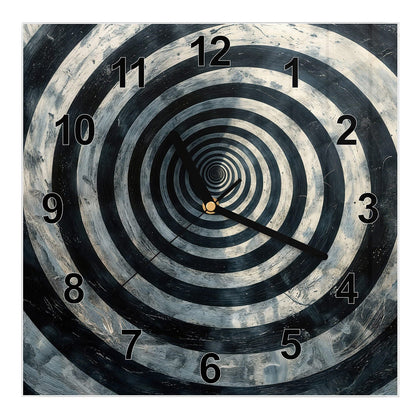 Wanduhr Quadratisch mit dem Motiv Kreise in Schwarz-Weiß