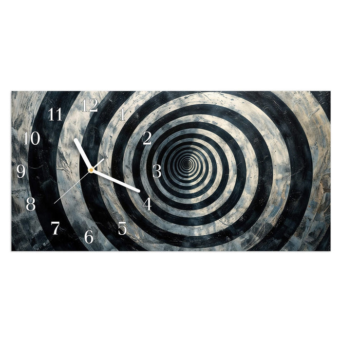 Wanduhr Hypnotische Spirale aus Glas – Querformat 60 × 30 cm mit Ziffernblatt Klassisch