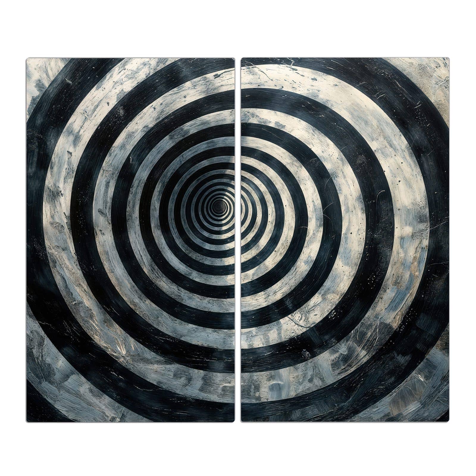 2-teilige Herdabdeckplatte mit Hypnotische Spirale-Motiv in der Frontansicht
