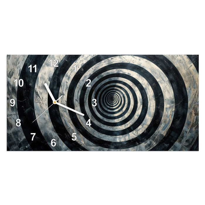 Wanduhr Hypnotische Spirale aus Glas – Querformat 60 × 30 cm mit Ziffernblatt Modern