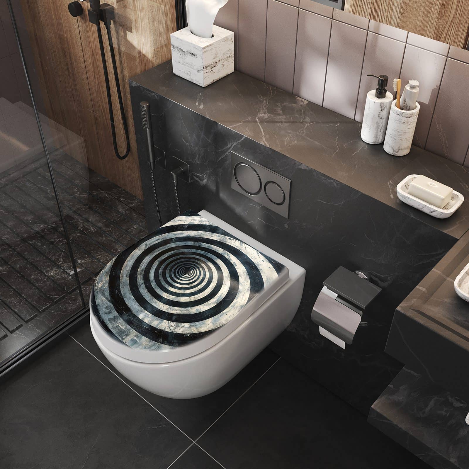 WC-Sitz mit Absenkautomatik Hypnotische Spirale