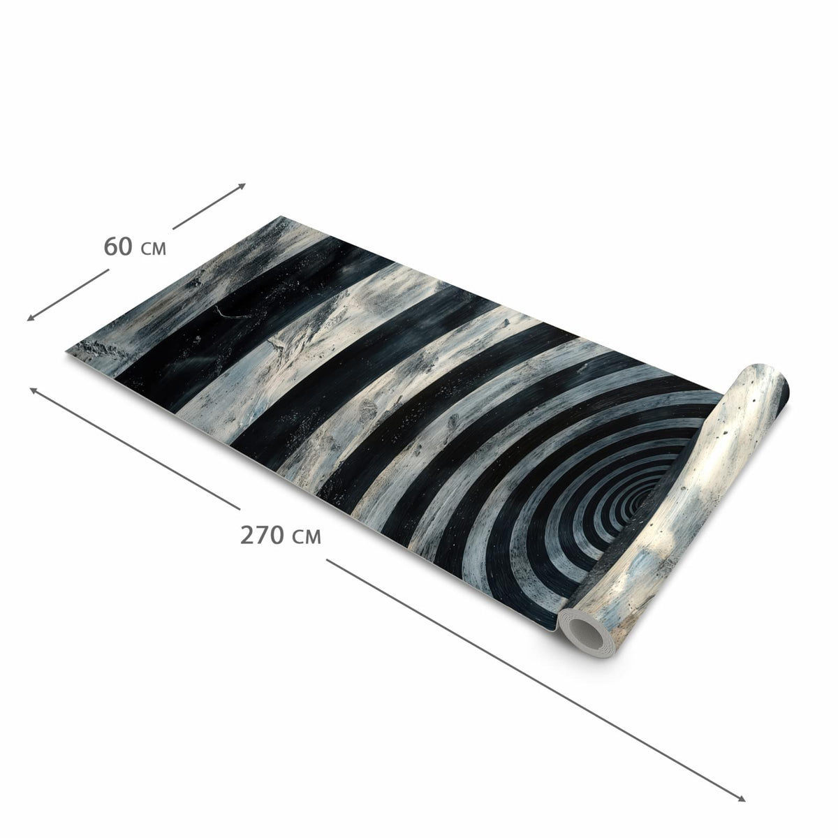 Pflegeleichter rutschfester Küchenteppich mit Motiv Hypnotische Spirale in der Grösse 60x120 cm