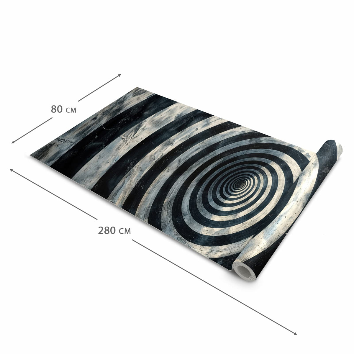 Hygienischer rutschfester Küchenläufer mit Motiv Hypnotische Spirale in der Grösse 60x120 cm
