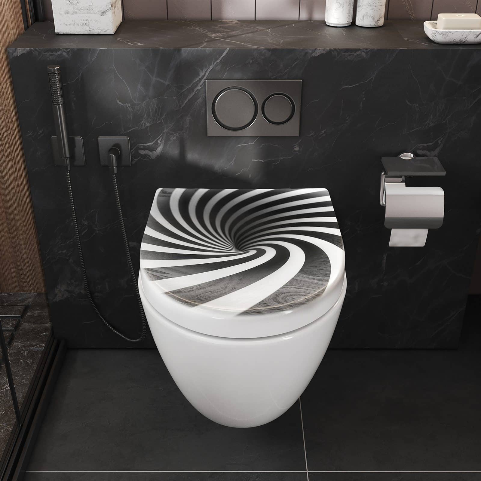 WC-Sitz mit Absenkautomatik Hypnotisches Muster