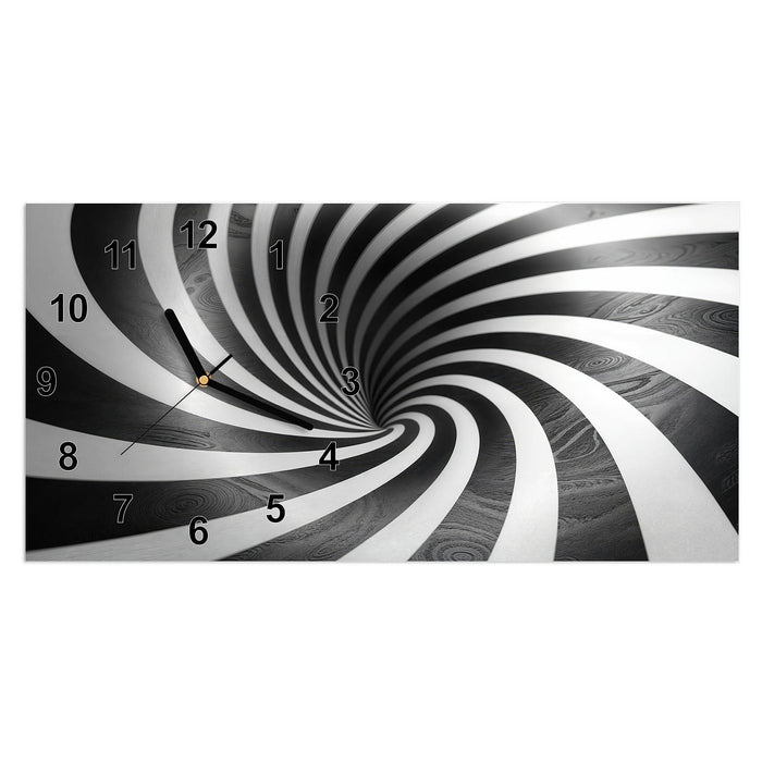 Wanduhr Hypnotisches Muster aus Glas – Querformat 60 × 30 cm mit Ziffernblatt Modern