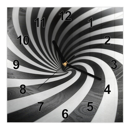 Wanduhr Quadratisch mit dem Motiv Hypnotischer Strudel