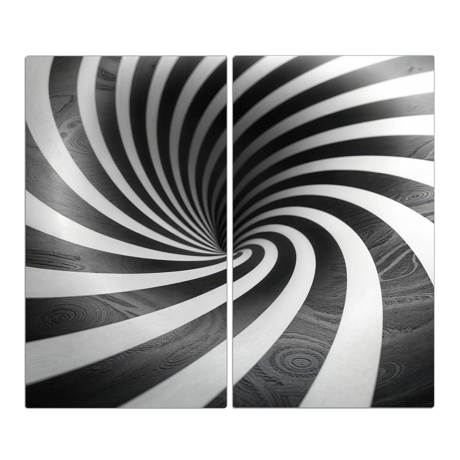 2-teilige Herdabdeckplatten aus Glas mit Hypnotisches Muster-Motiv in der Frontansicht