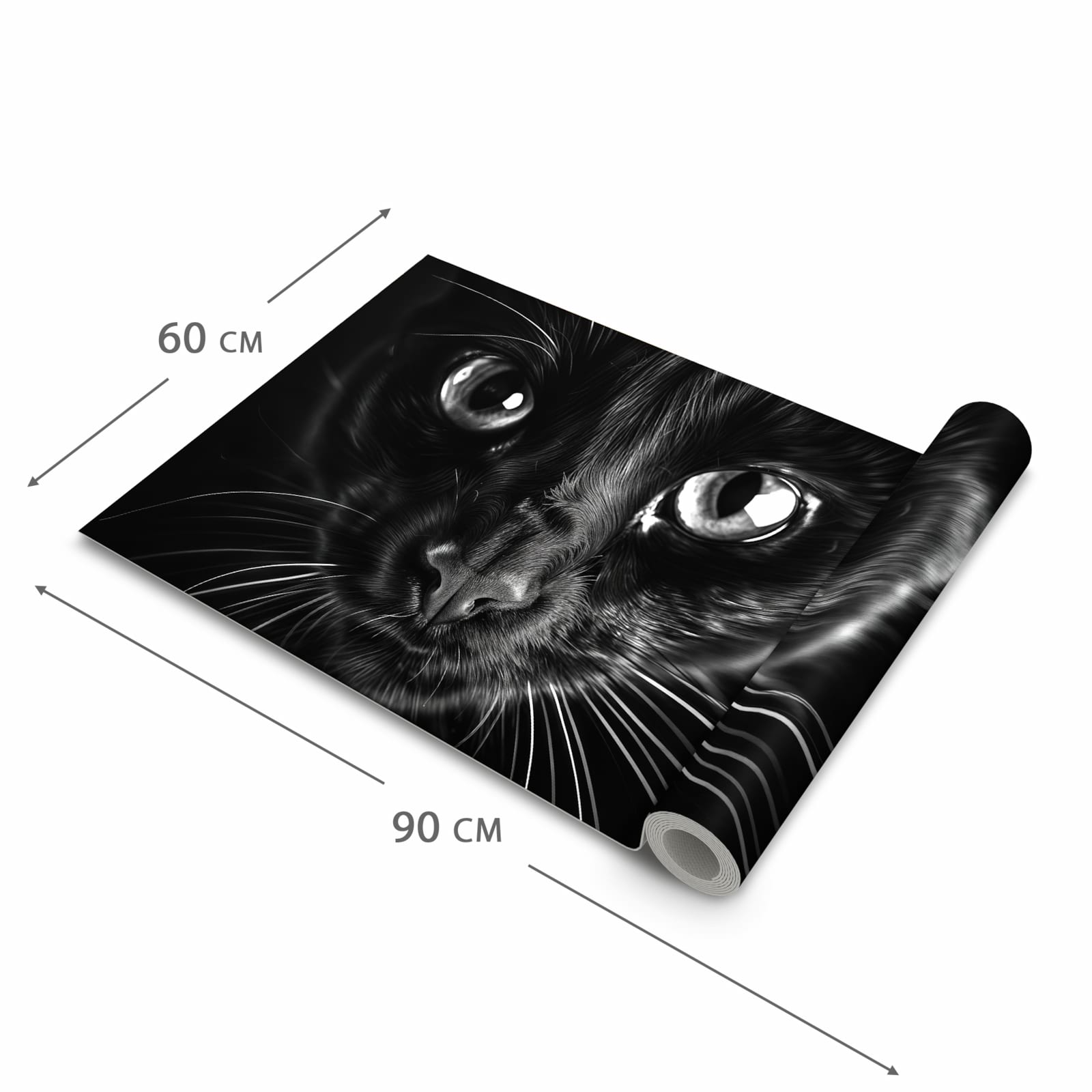 Rutschfester waschbarer Teppich Esstisch mit Motiv Katzengesicht in der Grösse 90x240 cm