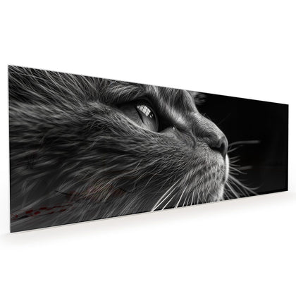 Küchenrückwand mit dem Motiv Katze in Schwarzweiß