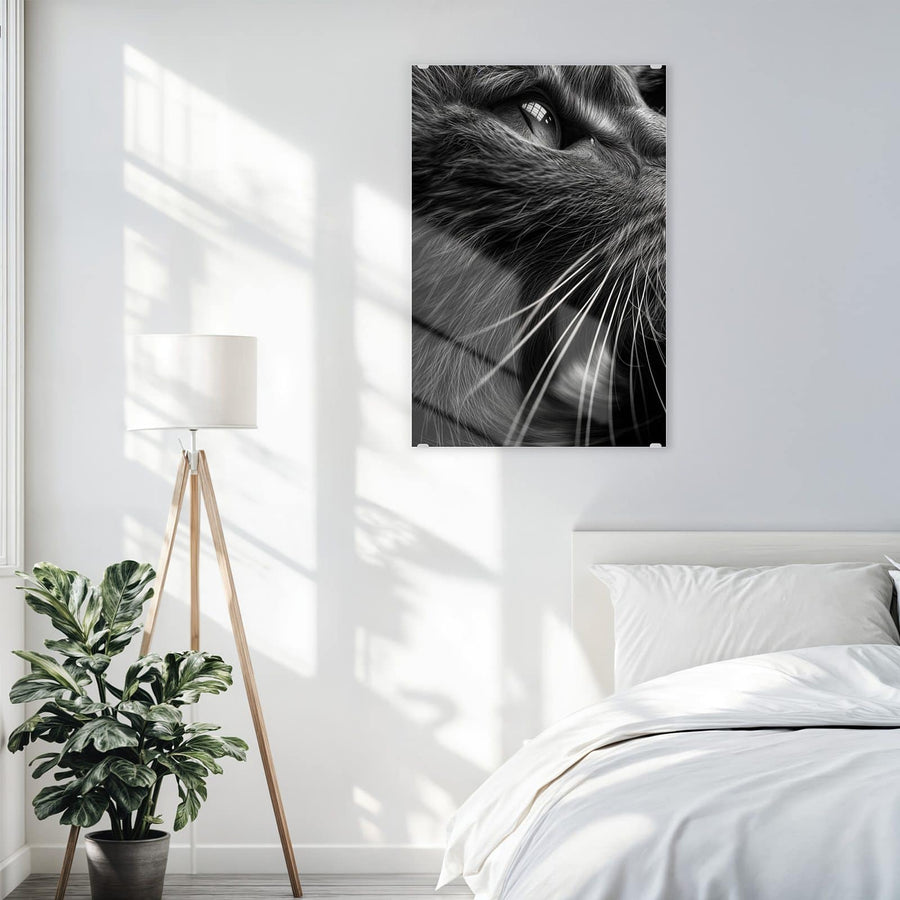 Maße Wandbild - Katze in Schwarzweiß - Hochformat