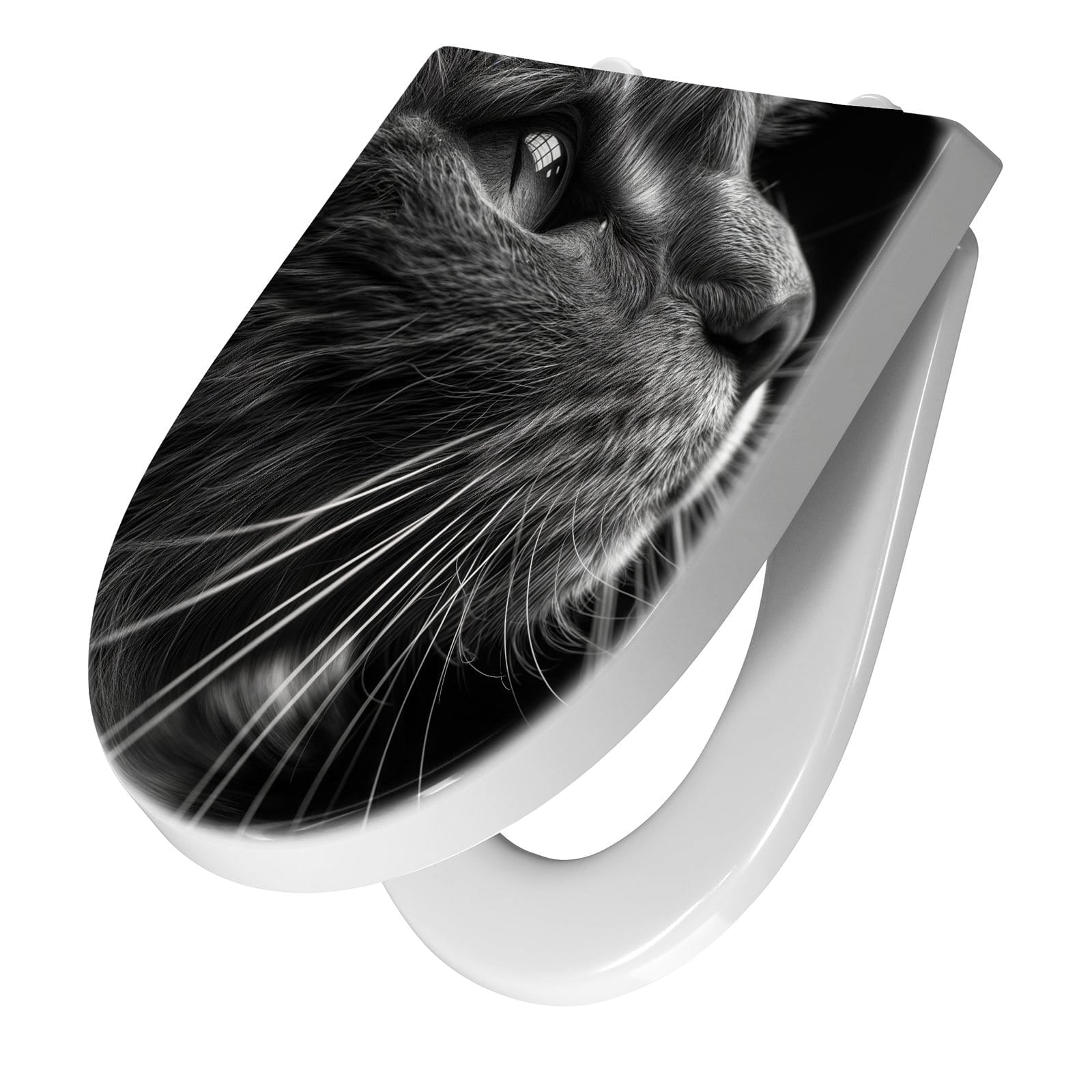 WC-Sitz mit Absenkautomatik Nahaufnahme Katze