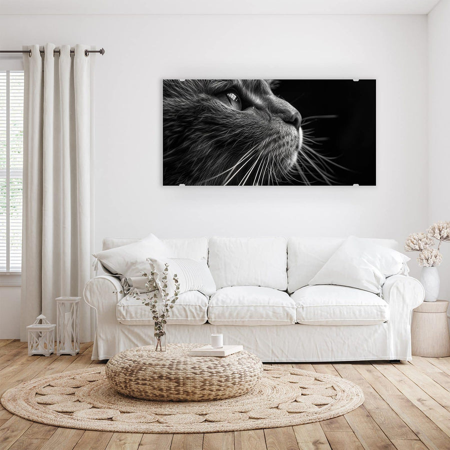 Maße Wandbild - Katze in Schwarzweiß - Querformat