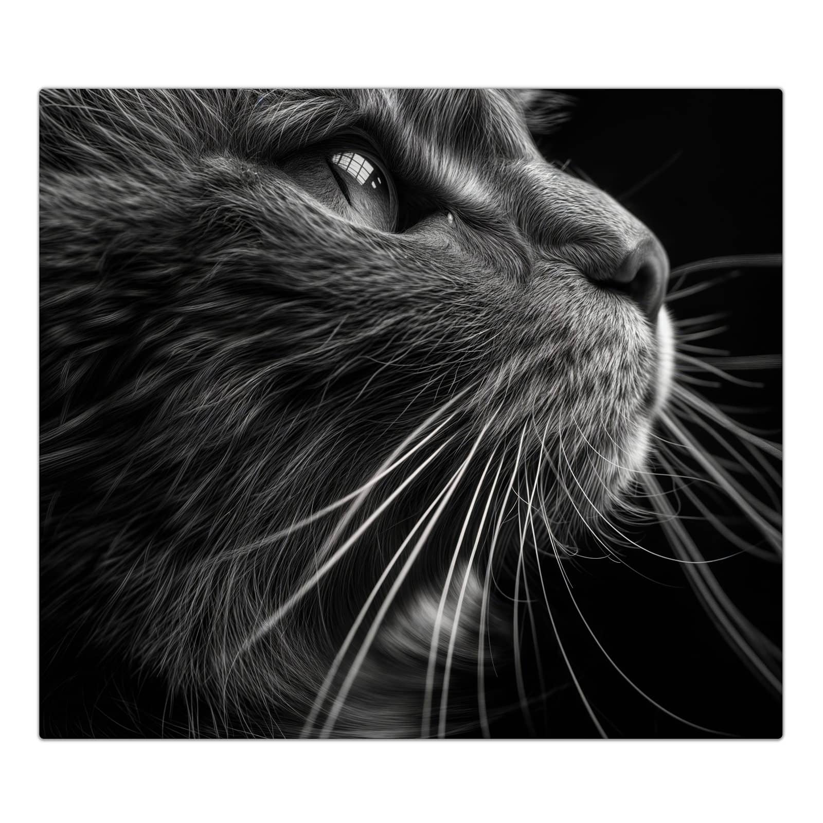 1-teilige Herdabdeckplatten für Ceranfeld mit Nahaufnahme Katze-Motiv in der Frontansicht