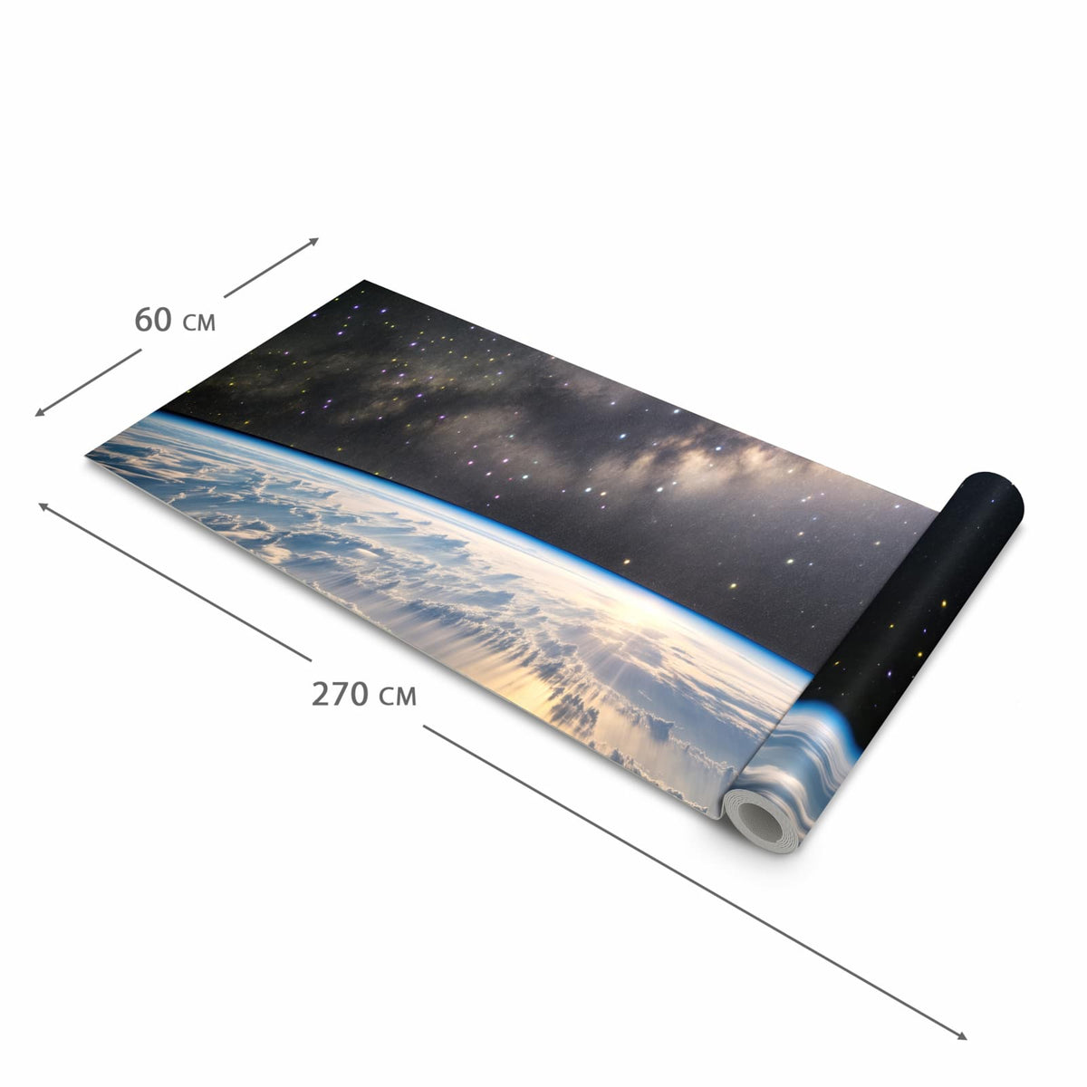 Zeitsparender waschbarer Küchenteppich mit Motiv Weltall Sonnenaufgang in der Grösse 80x300 cm