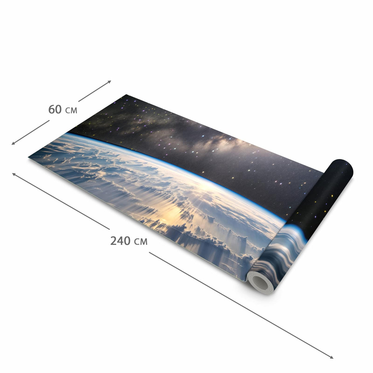 Rutschfester Küchenteppich mit Motiv Weltall Sonnenaufgang in der Grösse 80x300 cm für sicheres Aufbewahren