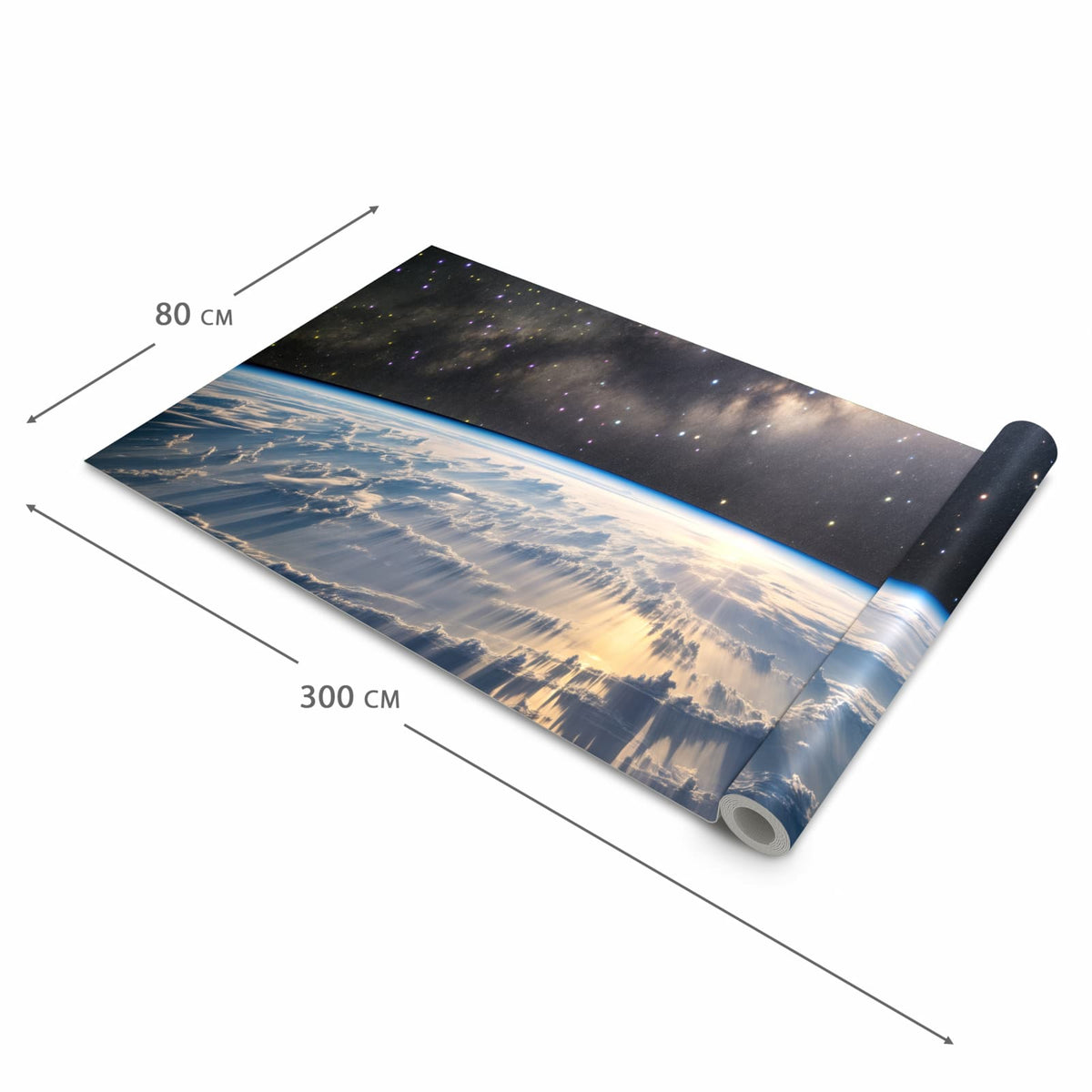 Fleckenresistenter rutschfester Küchenläufer mit Motiv Weltall Sonnenaufgang in der Größe 90x180 cm