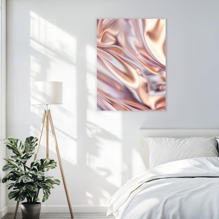 Maße Wandbild - Seidenfalten in Kupfer - Hochformat