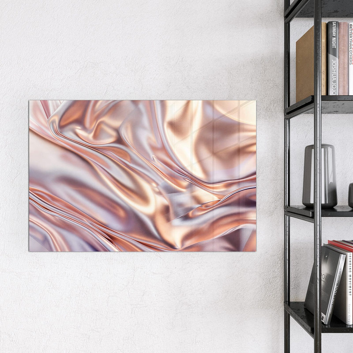 Magnettafel - Seidenfalten in Kupfer – Seidige Stofffalten in Kupfer und Rosé
