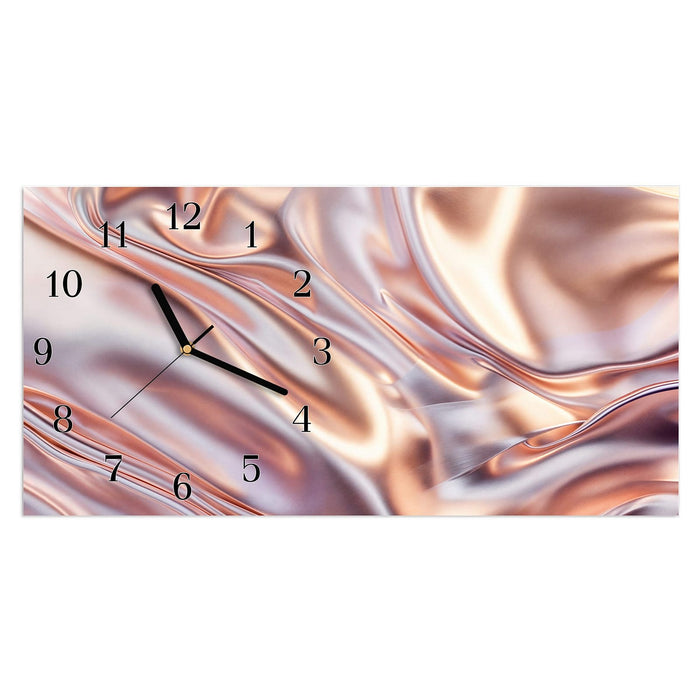 Wanduhr Glänzender Stoff aus Glas – Querformat 60 × 30 cm mit Ziffernblatt Klassisch