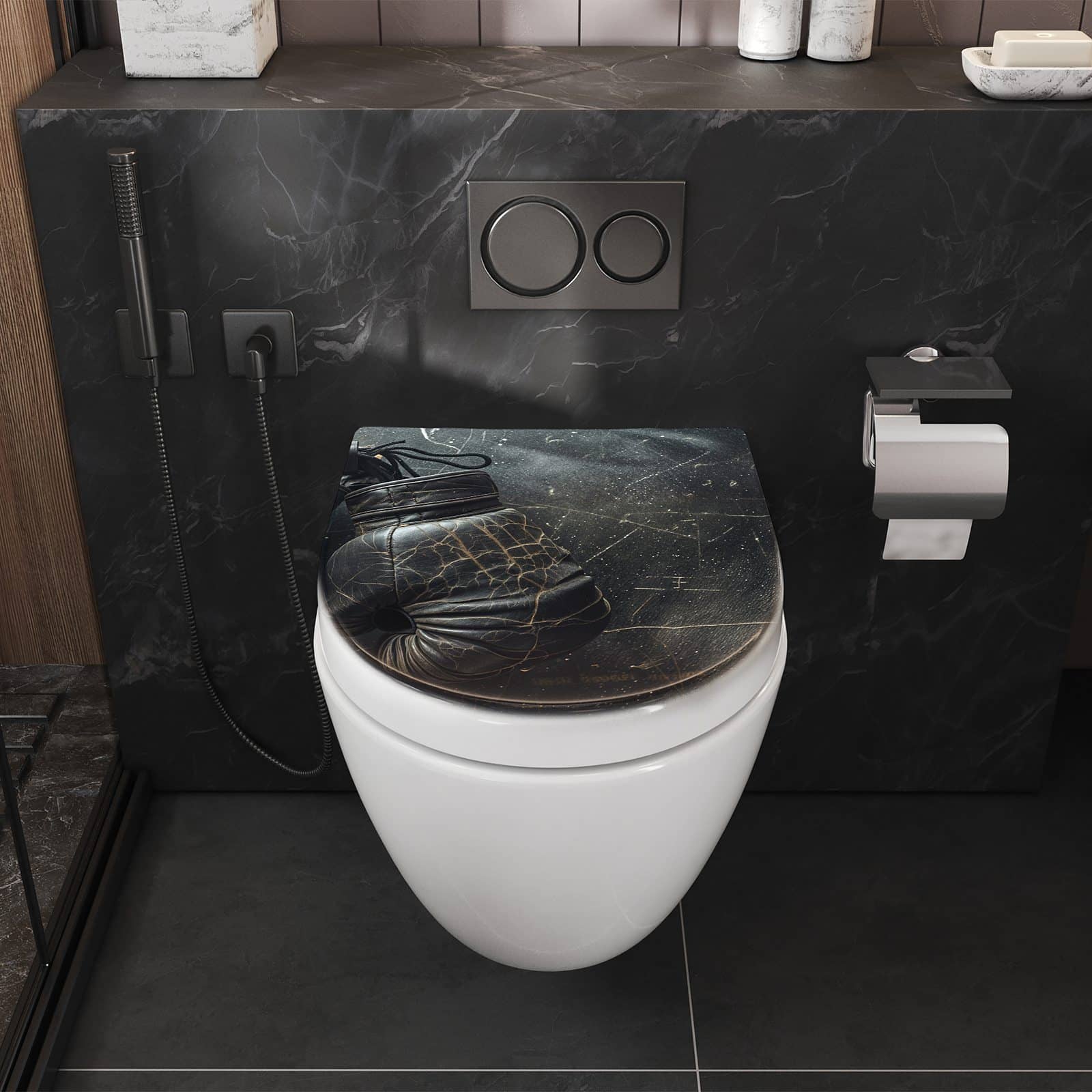 WC-Sitz mit Absenkautomatik Boxhandschuhe Vintage