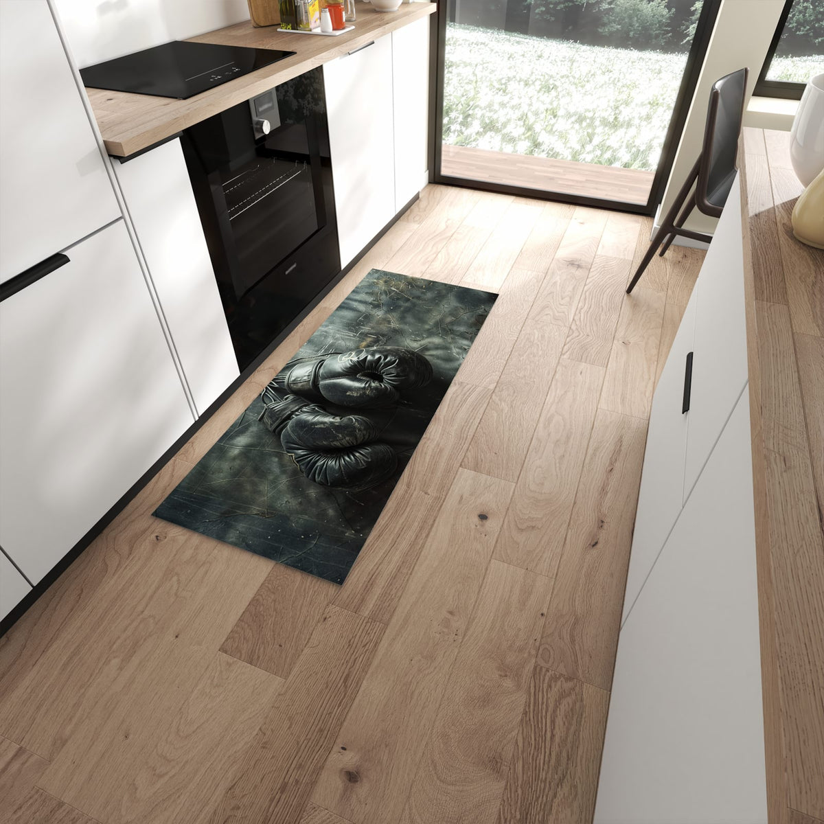 Feuchtigkeitsresistenter waschbarer Küchenläufer mit Motiv Vintage von Boxhandschuhe in moderner Küche #grösse_60 x 150 cm