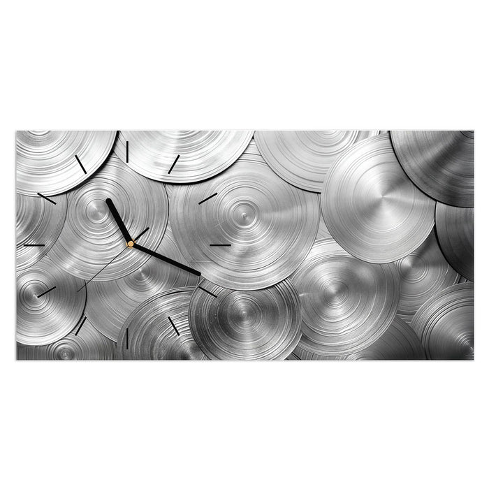 Wanduhr Metallische Scheiben aus Glas – Querformat 60 × 30 cm mit Ziffernblatt Linie