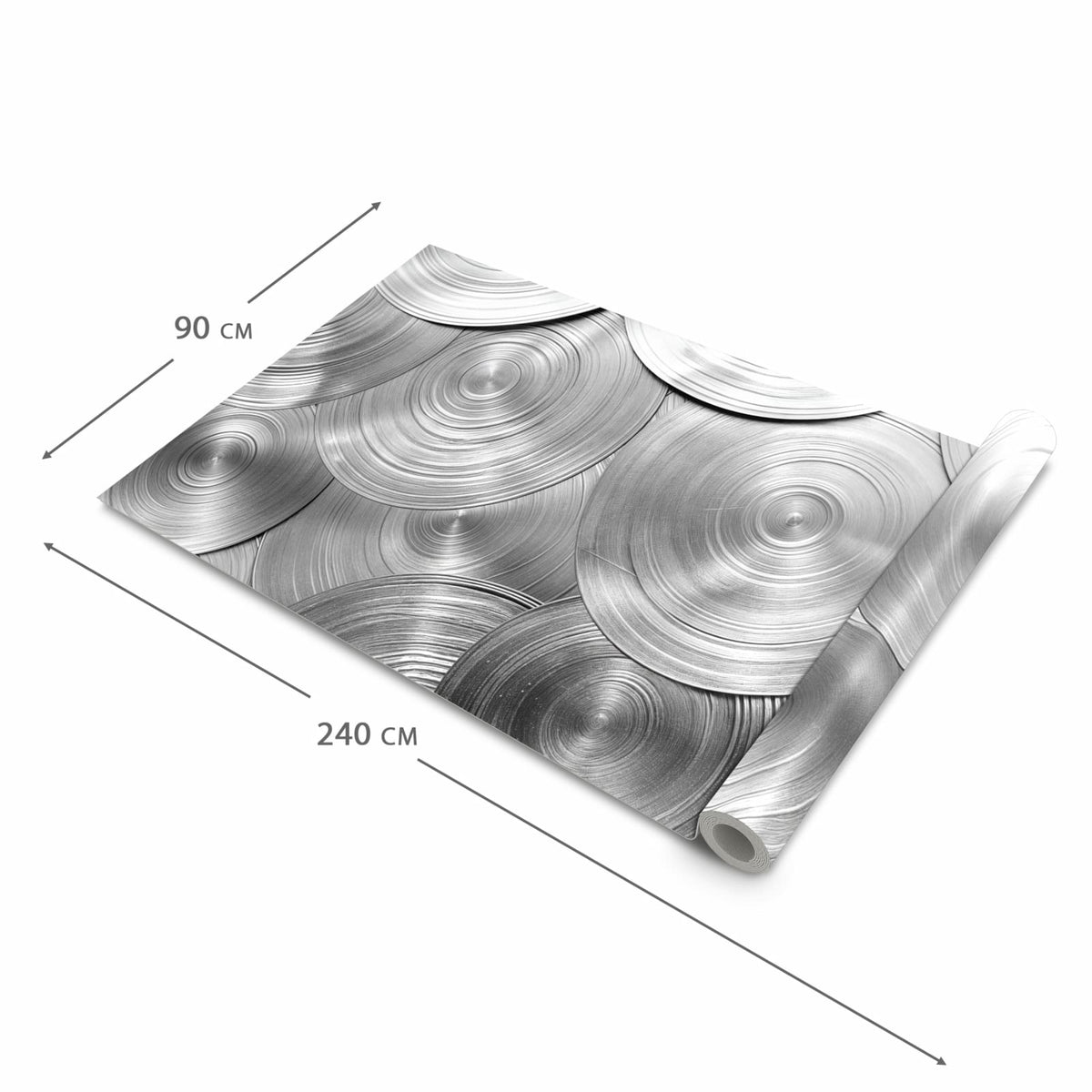 Komfortabler Küchenläufer nach Maß mit Motiv Metallische Scheiben in der Größe 80x280 cm