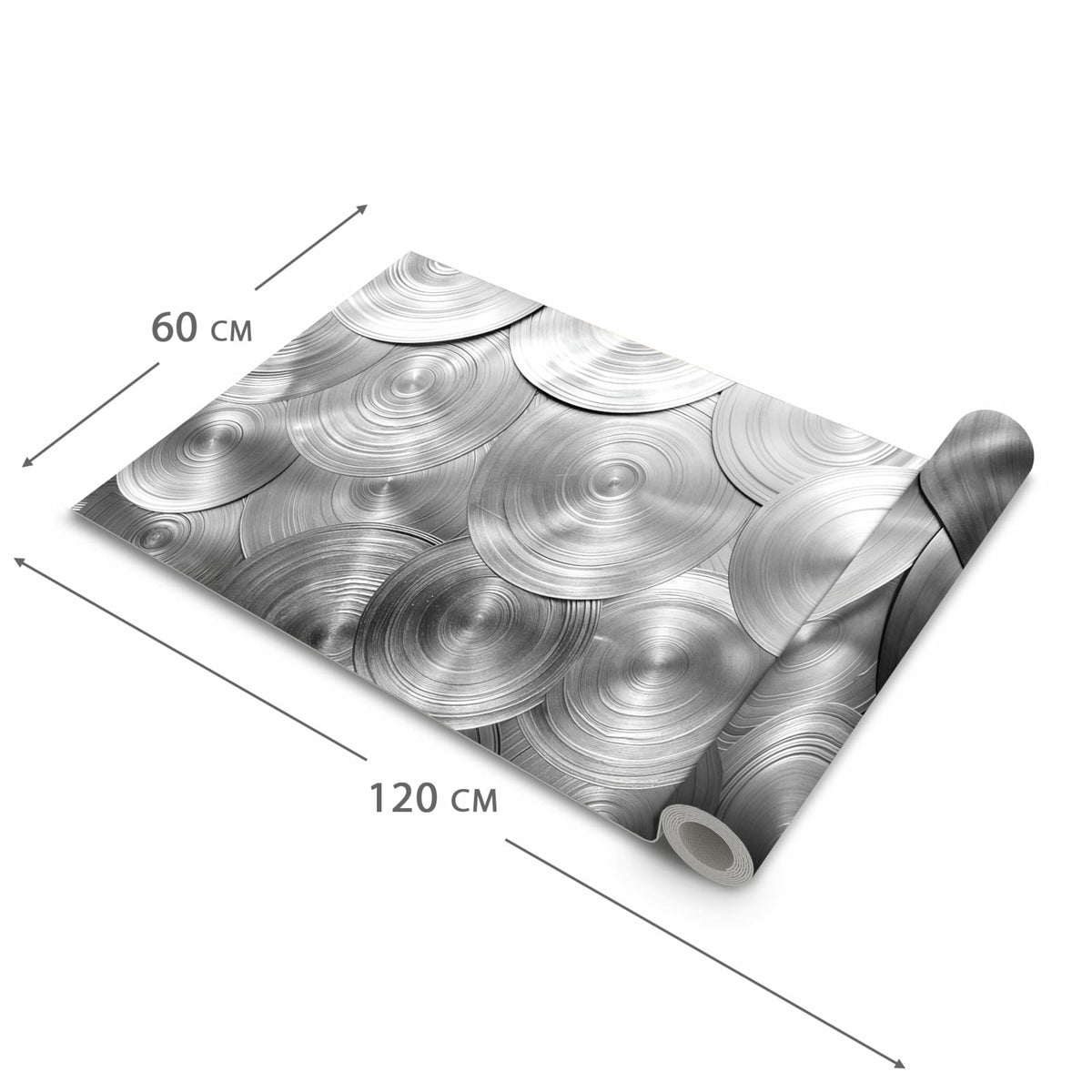 Zeitsparender großer Küchenteppich mit Motiv Metallische Scheiben in der Größe 80x280 cm