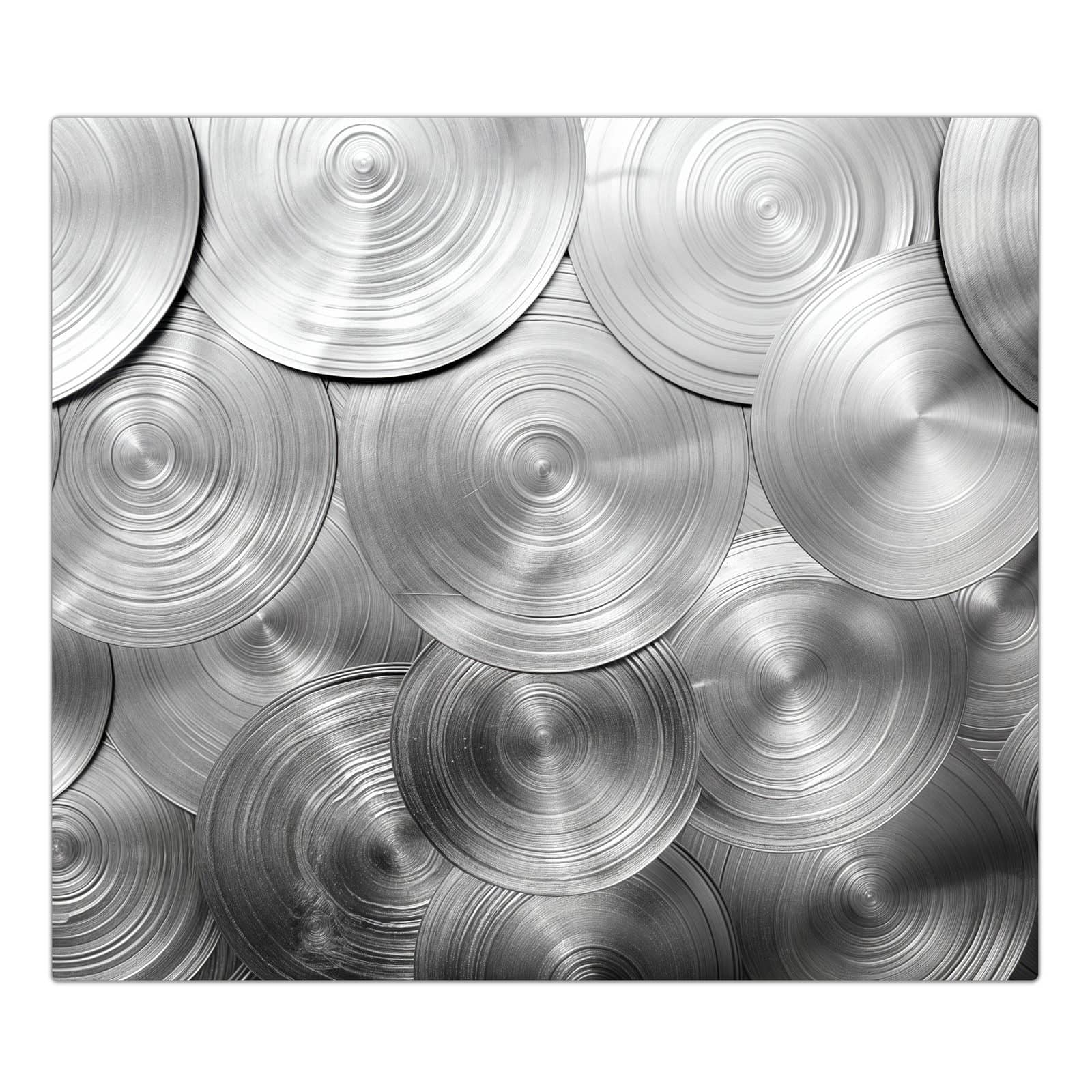 1-teilige Ceranfeld-Abdeckung mit Metallische Scheiben-Motiv in der Frontansicht #grösse_1-Teilig (60x52cm)