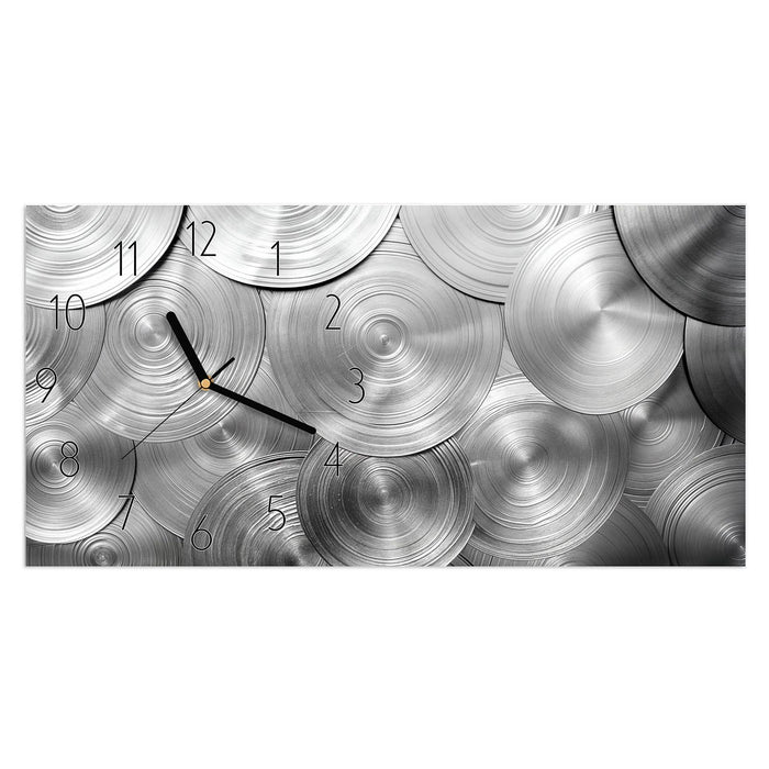 Wanduhr Metallische Scheiben aus Glas – Querformat 60 × 30 cm mit Ziffernblatt Elegant