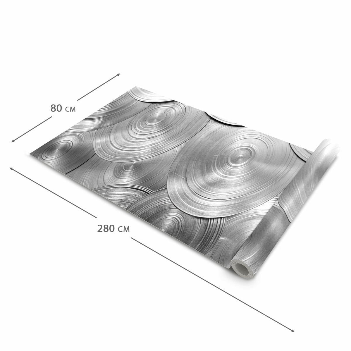 Langlebiger waschbarer Küchenläufer mit Motiv Metallische Scheiben in der Grösse 80x280 cm