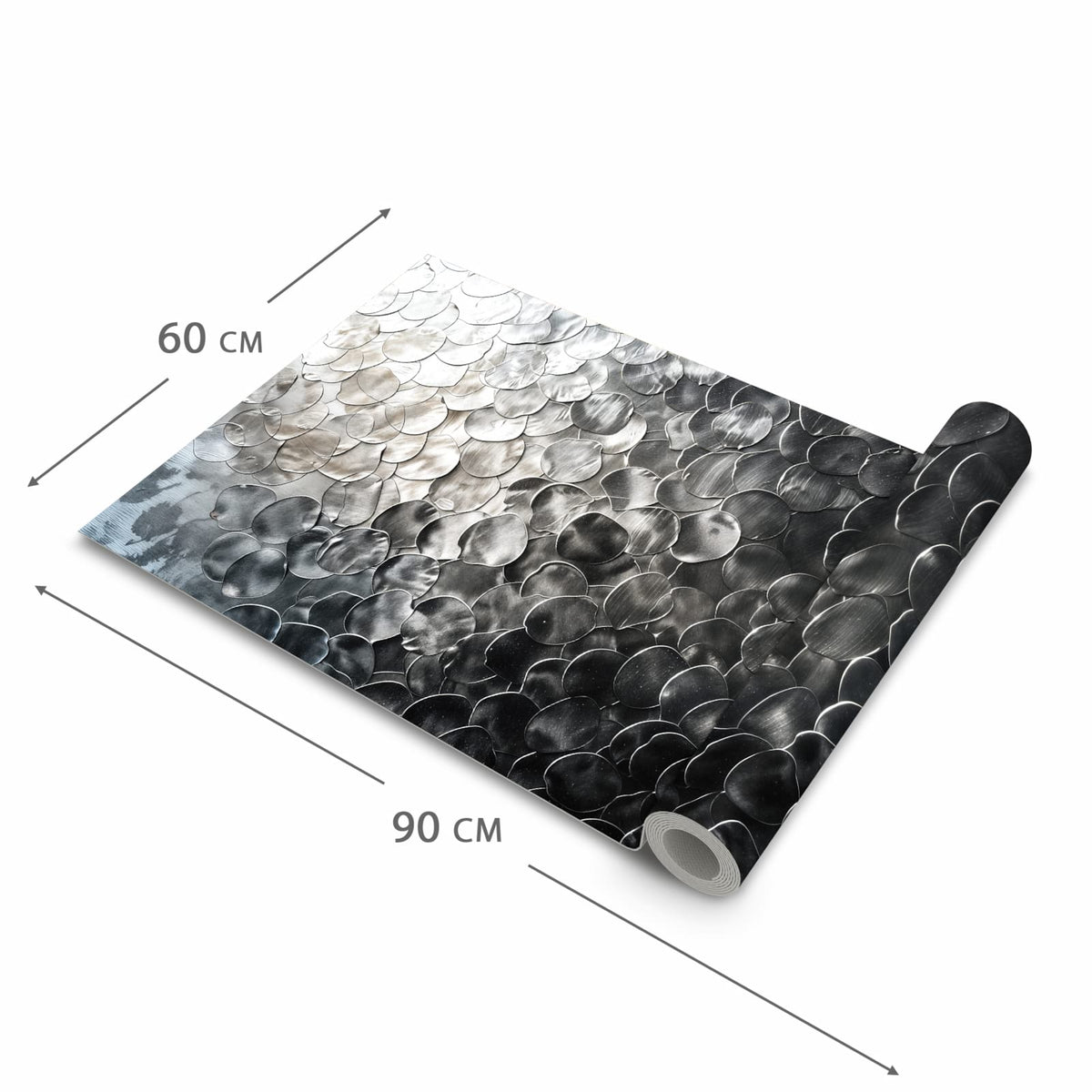 Feuchtigkeitsresistenter Küchenteppich mit Motiv Metallic Schuppen in der Grösse 80x250 cm