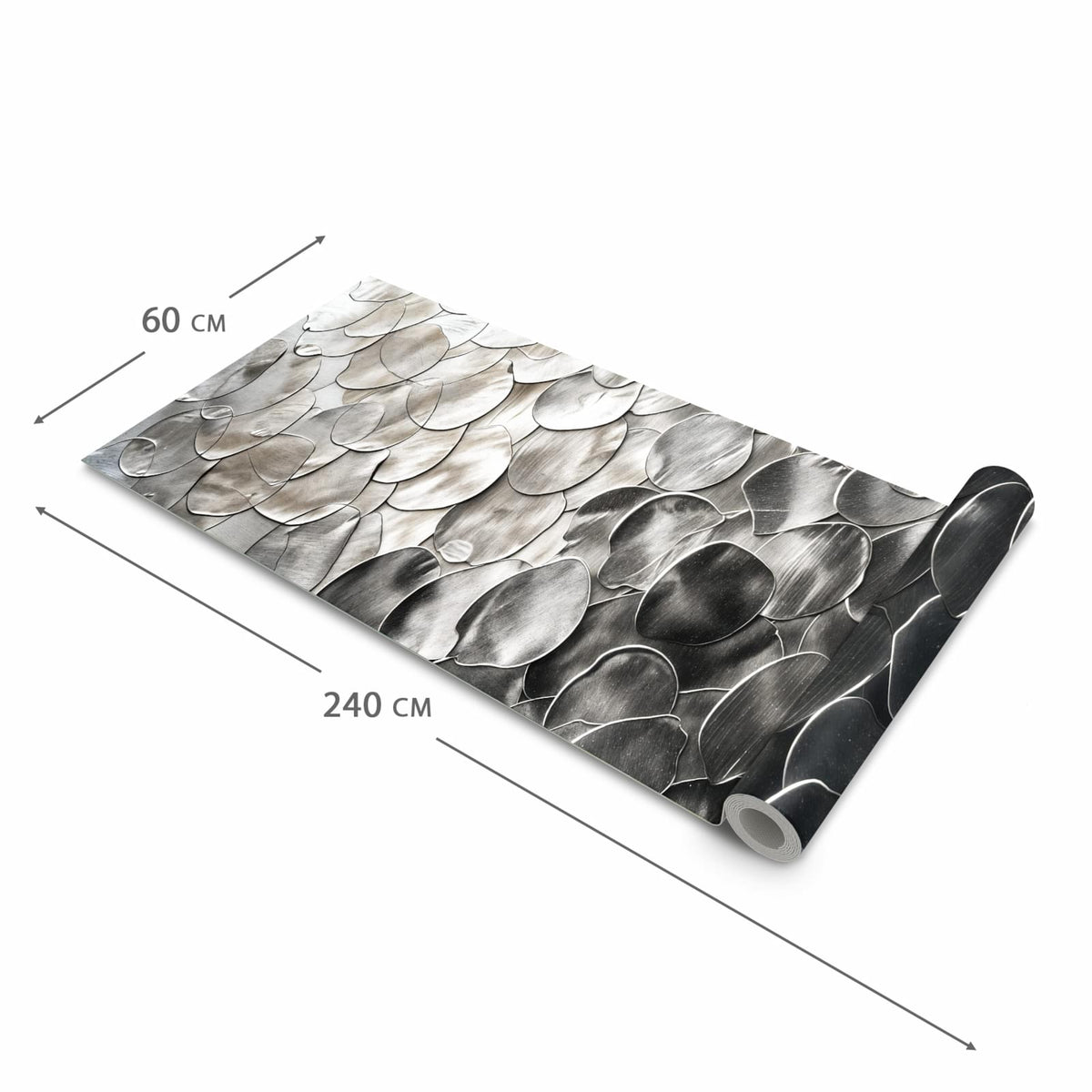 Waschbarer rutschfester Küchenteppich mit Motiv Metallic Schuppen in der Größe 80x250 cm