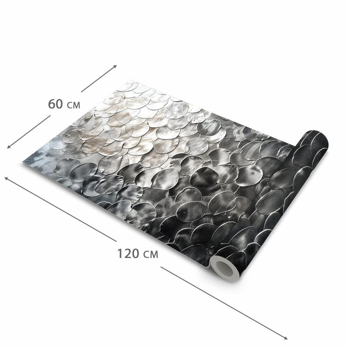 Waschbarer dünner Küchenteppich mit Motiv Metallic Schuppen in der Grösse 80x250 cm