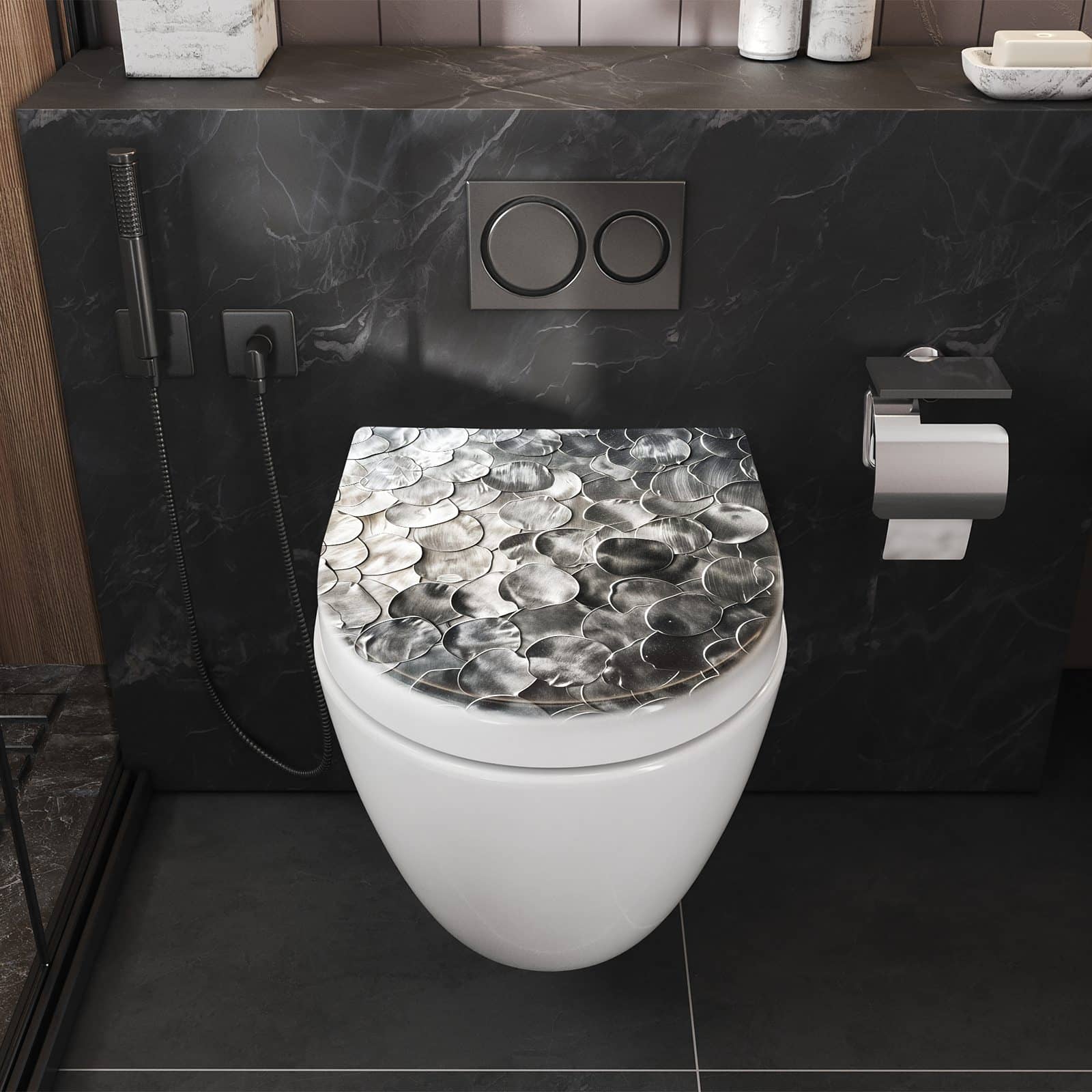 WC-Sitz mit Absenkautomatik Metallic Schuppen