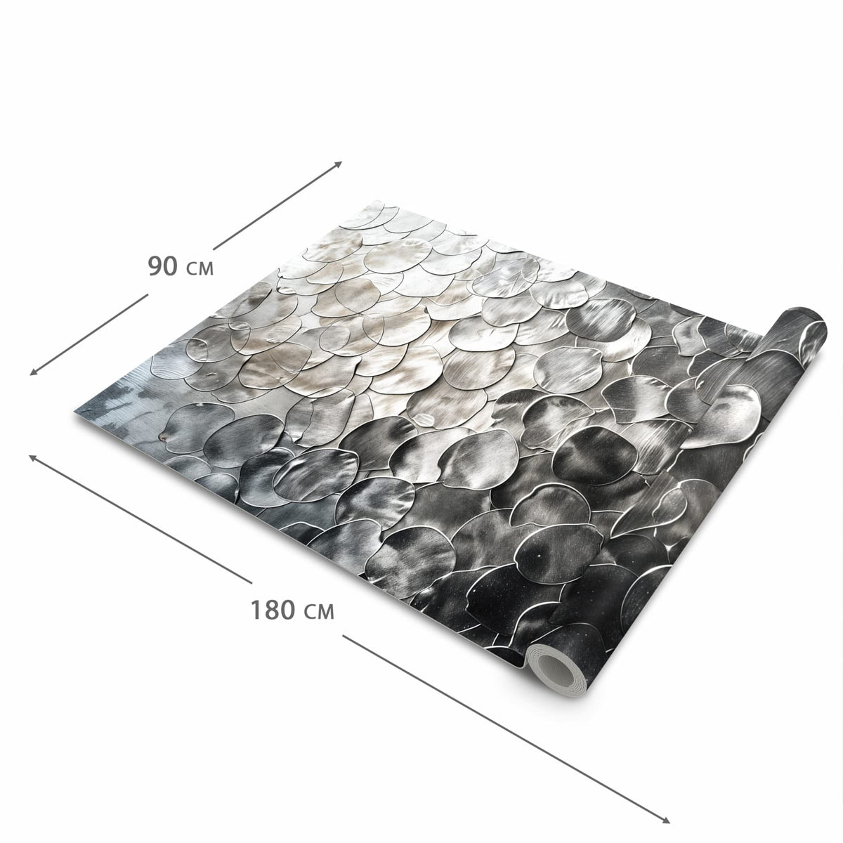 Formstabiler waschbarer Küchenteppich mit Motiv Metallic Schuppen in der Grösse 80x280 cm