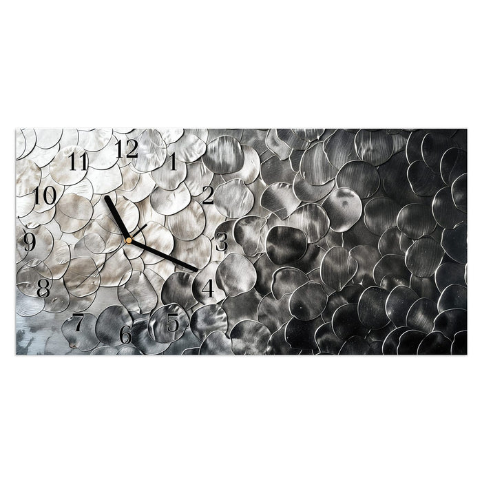 Wanduhr Metallic Schuppen aus Glas – Querformat 60 × 30 cm mit Ziffernblatt Klassisch