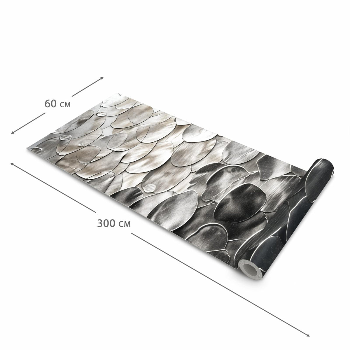 Rutschfester Bodenläufer Teppich mit Motiv Metallic Schuppen in der Grösse 80x250 cm