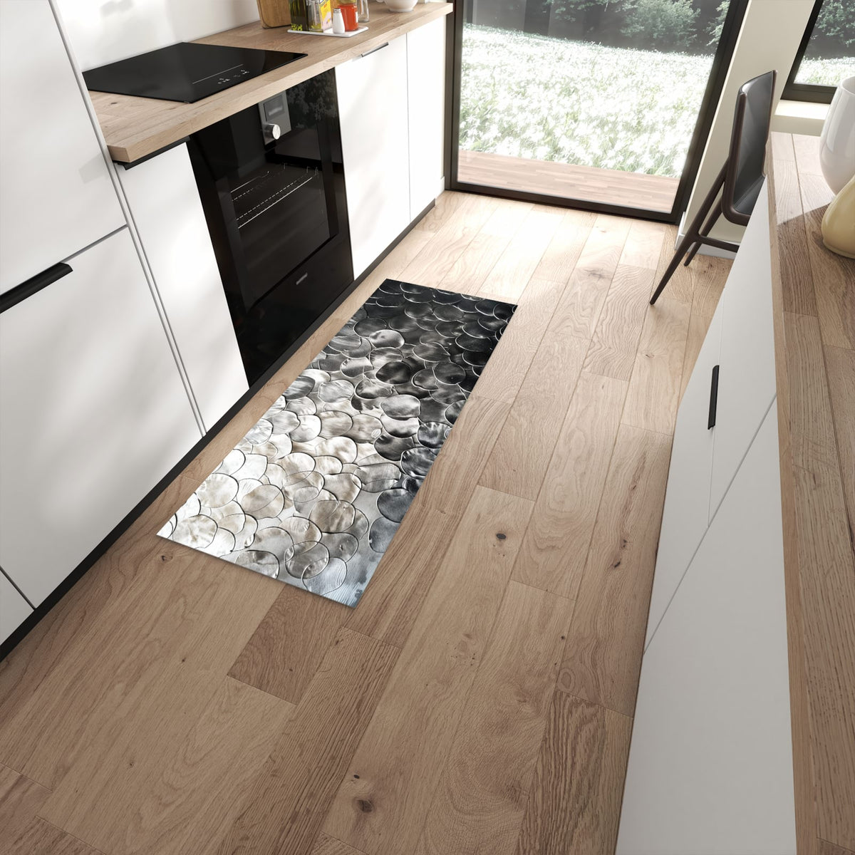 Waschbarer Küchenläufer mit Motiv Metallic Schuppen für Ordnung in moderner Küche #grösse_60 x 150 cm