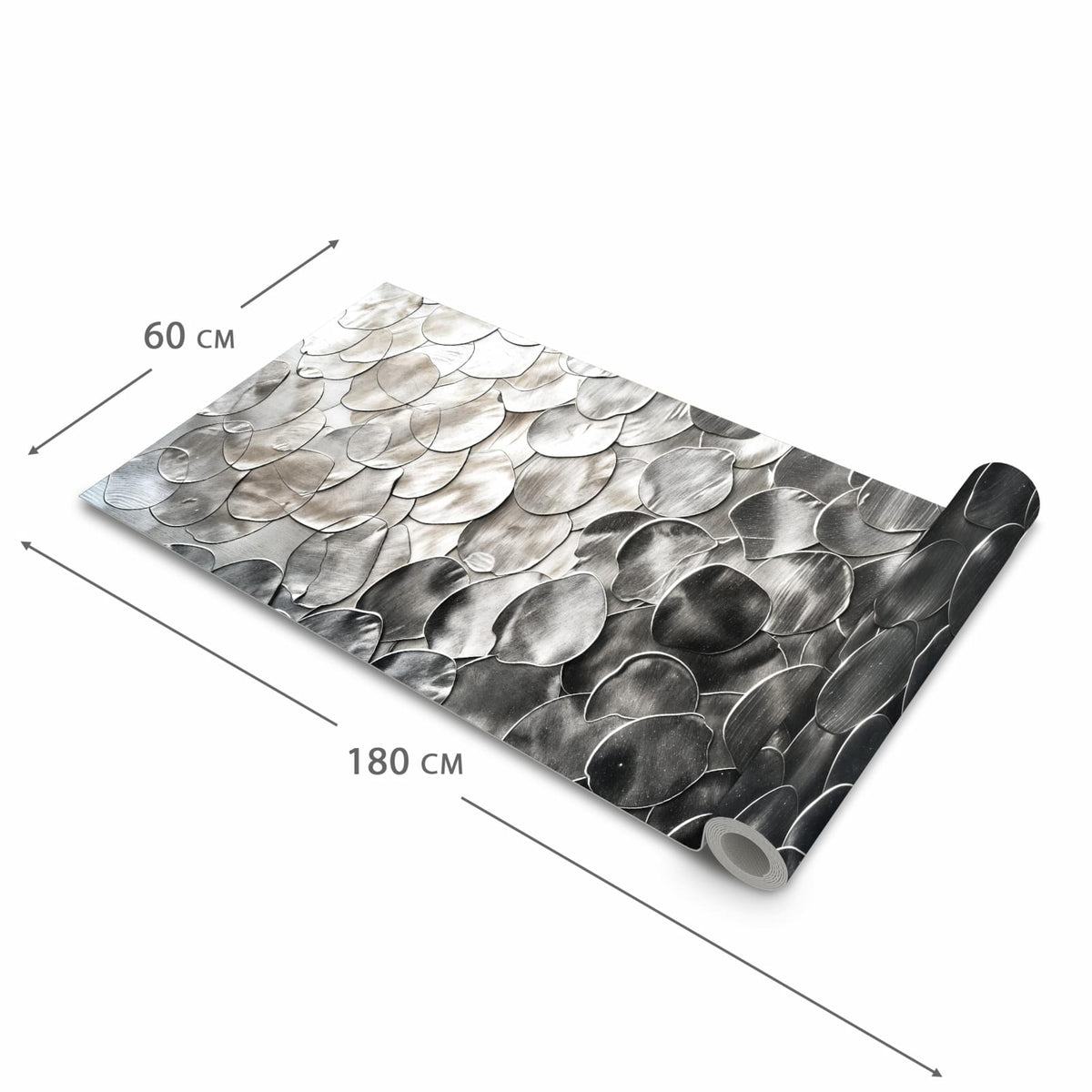 Strapazierfähiger waschbarer Teppich Esstisch mit Motiv Metallic Schuppen in der Größe 80x250 cm